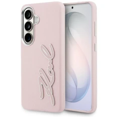 Чохол Karl Lagerfeld Grained Signature Metal Resin Logo для Samsung Galaxy S26 Pink (KLHCS26SPGFKSRSP)