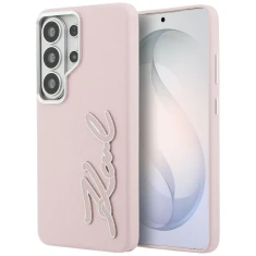Чохол Karl Lagerfeld Grained Signature Metal Resin для Samsung Galaxy S26 Ultra Pink (KLHCS26LPGFKSRSP)