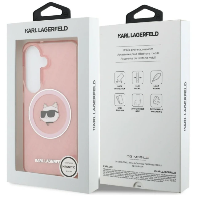 Чохол Karl Lagerfeld IML Repeated Choupette для Samsung Galaxy S26 Plus Pink with MagSafe (KLHMS26MHMKBCHOP)
