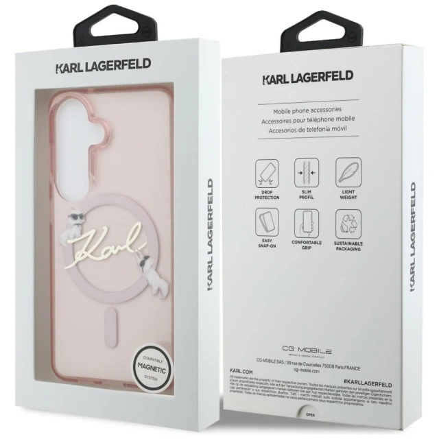 Чохол Karl Lagerfeld IML KC Script для Samsung Galaxy S26 рожевий with MagSafe (KLHMS26S5HKSCAP)