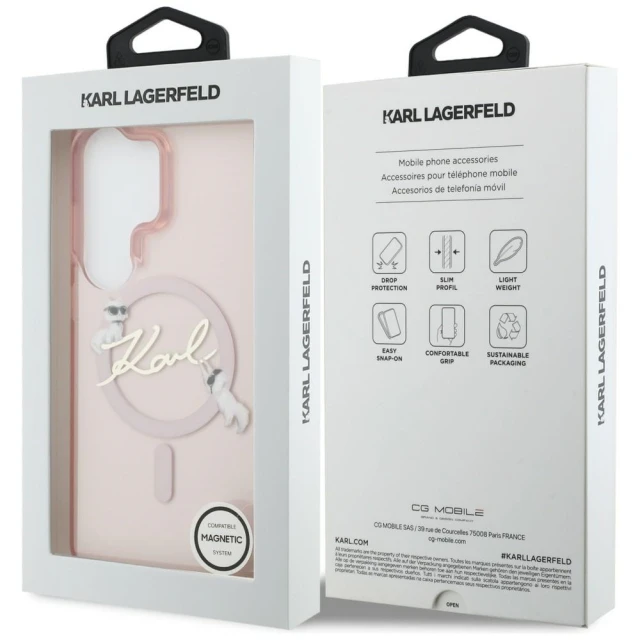 Чохол Karl Lagerfeld IML KC Script для Samsung Galaxy S26 Ultra Pink with MagSafe (KLHMS26L5HKSCAP)
