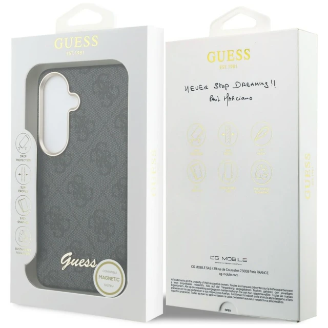 Чехол Guess 4G Script для Samsung Galaxy S26 Black with MagSafe (GUHMS26S5P4FWMSK)