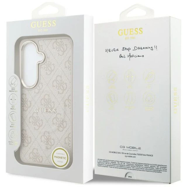 Чохол Guess 4G Embossed Ring для Samsung Galaxy S26 Plus рожевий with MagSafe (GUHMS26MP4MSEGCP)