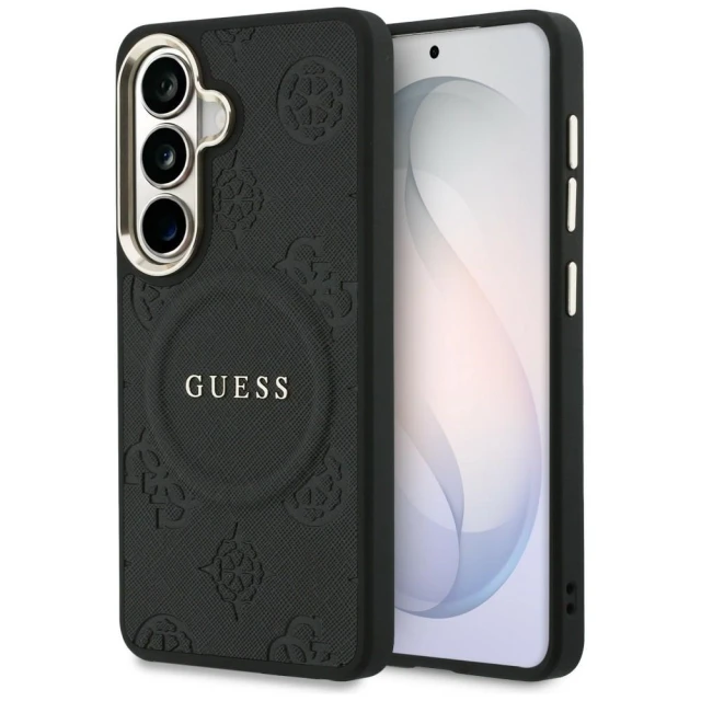 Чохол Guess Saffiano Peony Embossed Ring для Samsung Galaxy S26 Black with MagSafe (GUHMS26SPSAMSECK)