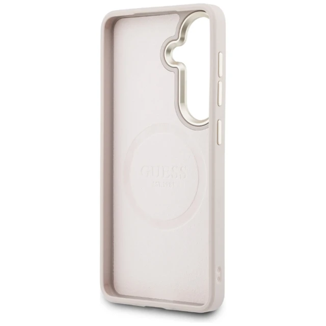 Чохол Guess Saffiano Peony Embossed Ring для Samsung Galaxy S26 Pink with MagSafe (GUHMS26SPSAMSECP)