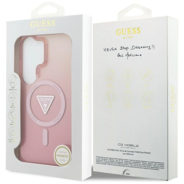 Чохол Guess IML Gradient Triangle для Samsung Galaxy S26 Ultra Pink with MagSafe (GUHMS26LHGTMLCGP)