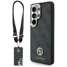 Чохол + Ремінець Guess 4G Big Rhinestone Triangle Strap для Samsung Galaxy S26 Ultra чорний with MagSafe (GUHMS26LP4G4DCSK)