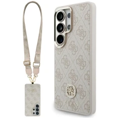 Чохол + Ремінець Guess 4G Big Rhinestone Triangle Strap для Samsung Galaxy S26 Ultra рожевий with MagSafe (GUHMS26LP4G4DCSP)