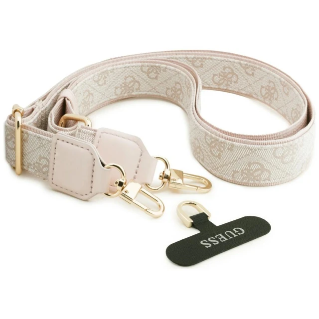 Чохол + Ремінець Guess 4G Big Rhinestone Triangle Strap для Samsung Galaxy S26 Ultra рожевий with MagSafe (GUHMS26LP4G4DCSP)