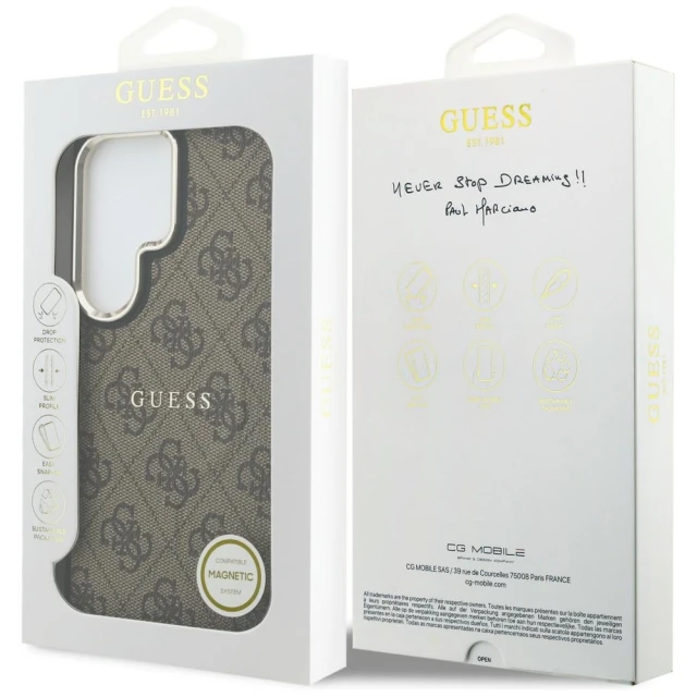 Чохол Guess 4G Embossed Ring для Samsung Galaxy S26 Ultra Brown with MagSafe (GUHMS26LP4MSEGCW)