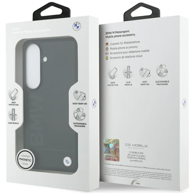 Чохол BMW Leather Hot Stamp для Samsung Galaxy S26 Plus чорний with MagSafe (BMHMS26M25SLLBK)