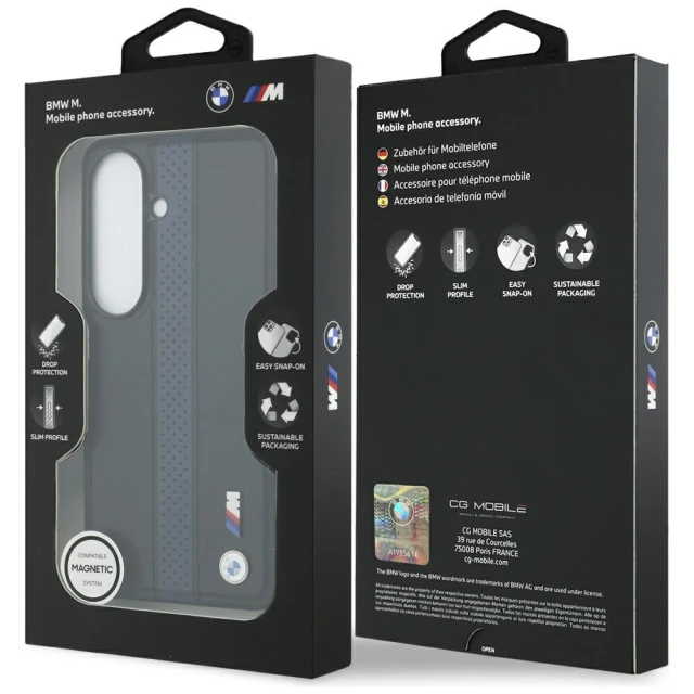 Чохол BMW Perforated Stripe Logo для Samsung Galaxy S26 Blue with MagSafe (BMHMS26S25PCPSKB)