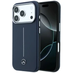 Чехол Mercedes Leather Semi Wrap Iconic Line для iPhone 17 Pro Navy (MEHMP17L25PFWSTV)