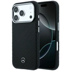 Чехол Mercedes Leather Semi Wrap Wood Effect для iPhone 17 Pro Black (MEHMP17L25PFWWPK)