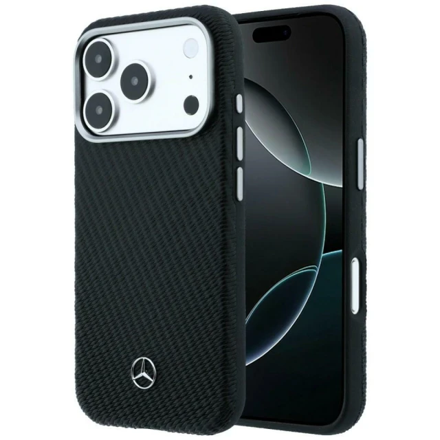 Чохол Mercedes Leather Semi Wrap Wood Effect для iPhone 17 Pro Max Black (MEHMP17X25PFWWPK)