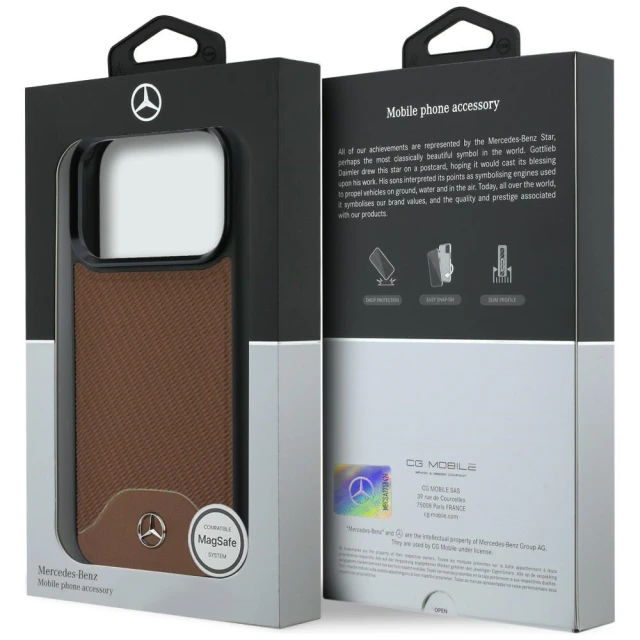 Чохол Mercedes Leather Wood Effect and Curve для iPhone 17 Pro Max Camel (MEHMP17X25PCBPWCA)