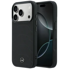 Чехол Mercedes Leather Mesh with Bow Line для iPhone 17 Pro Черный (MEHMP17L25PMERCK)