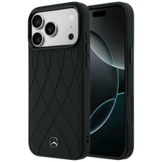 Чехол Mercedes Leather with Crossed Lines для iPhone 17 Pro Black (MEHMP17L25PSECLK)