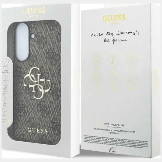 Чохол Guess Leather 4G Metal Logo для Samsung Galaxy A57 5G Коричневий (GUHCSA574GMGBR)