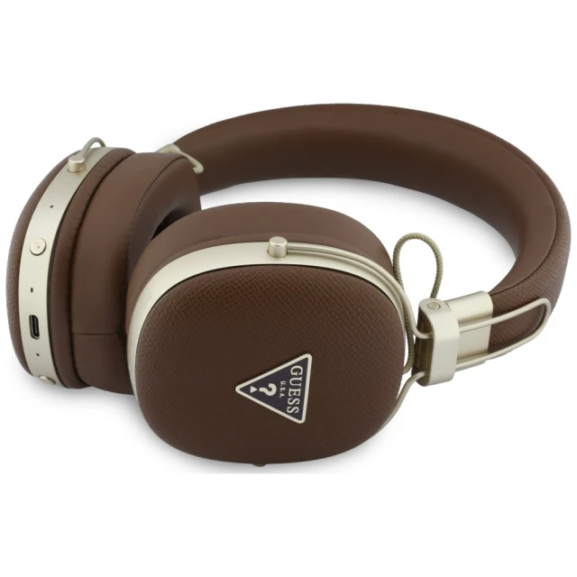 Наушники Guess Bluetooth ENC Metal Grained Triangle Logo Brown (GUBHP72PGTCSW)