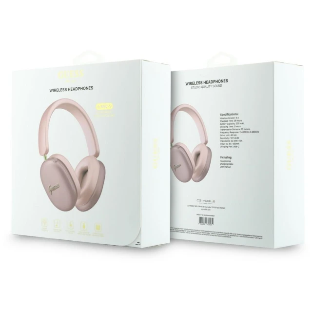 Навушники Guess Metallic Effect Metal Script Logo Bluetooth ENC Pink (GUBHP10HMBSP)