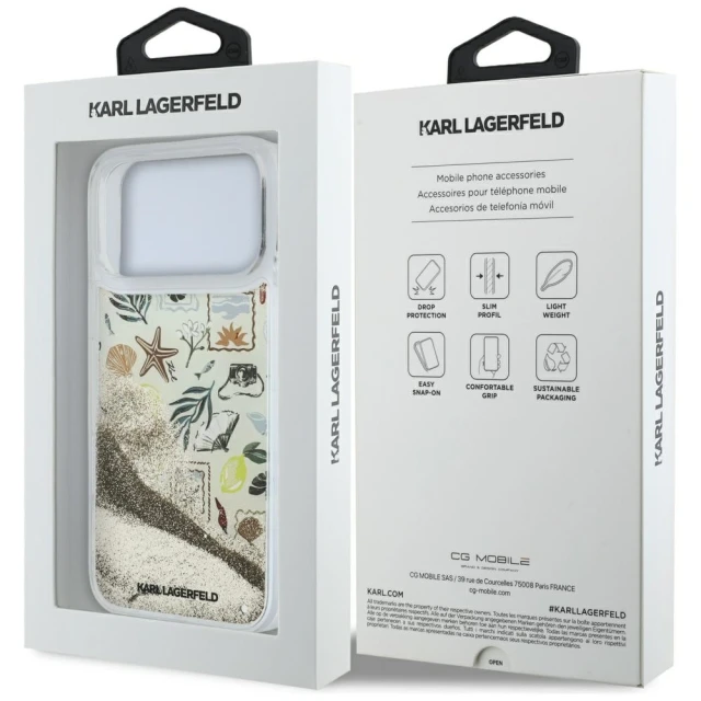 Чохол Karl Lagerfeld Liquid Glitter Beach & Sand для iPhone 18 Pro Max | 17 Pro Max Beige (KLHCP18X6LCSPCE)