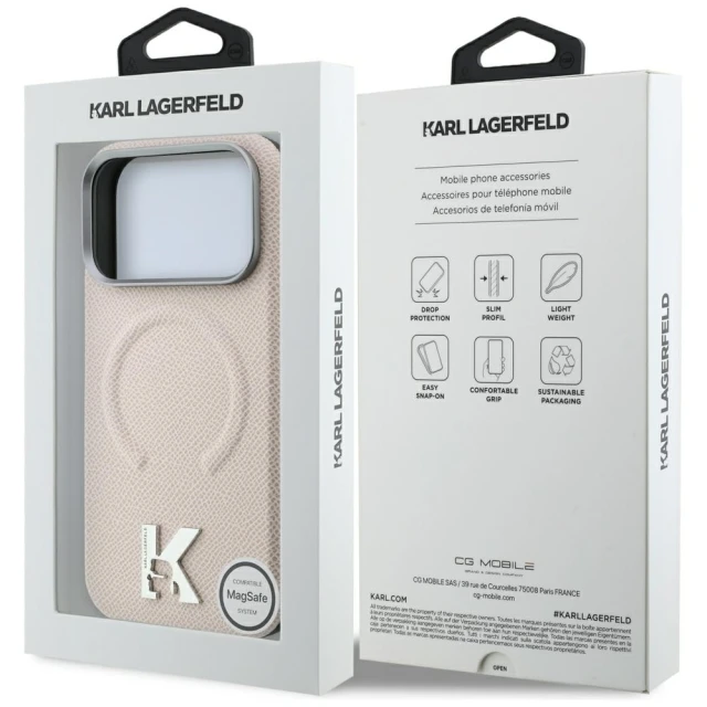 Чохол Karl Lagerfeld Grained Embossed Ring & Kameo Logo для iPhone 18 Pro Max | 17 Pro Max Beige (KLHMP18X6PWBKECE)