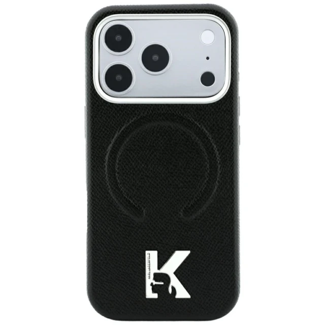 Чохол Karl Lagerfeld Grained Embossed Ring & Kameo Logo для iPhone 18 Pro | 17 Pro Black (KLHMP18L6PWBKECK)