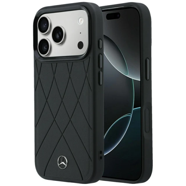Чохол Mercedes Leather Crossed Lines для iPhone 18 Pro | 17 Pro Black (MEHMP18L25PSECLK)