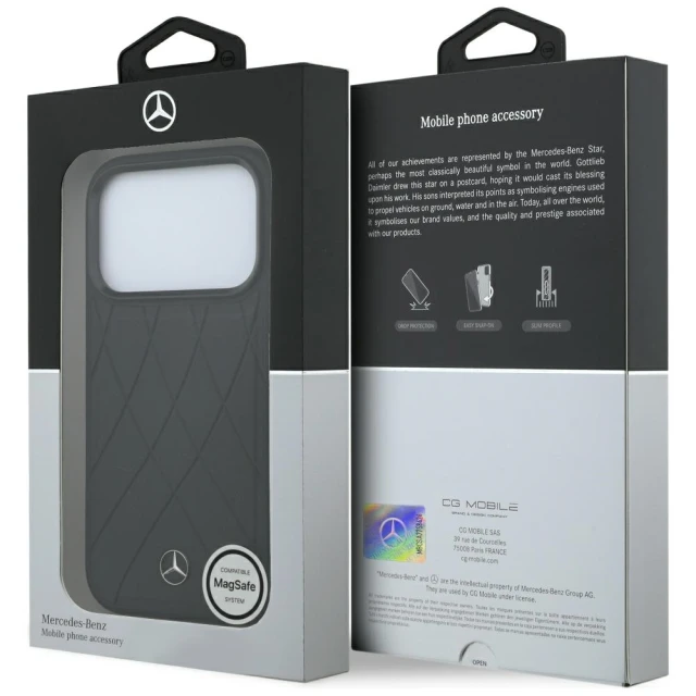 Чохол Mercedes Leather Crossed Lines для iPhone 18 Pro | 17 Pro Black (MEHMP18L25PSECLK)