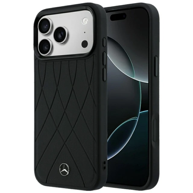 Чехол Mercedes Leather Crossed Lines для iPhone 18 Pro Max | 17 Pro Max Black (MEHMP18X25PSECLK)