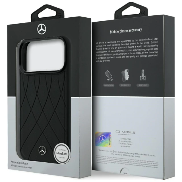 Чехол Mercedes Leather Crossed Lines для iPhone 18 Pro Max | 17 Pro Max Black (MEHMP18X25PSECLK)