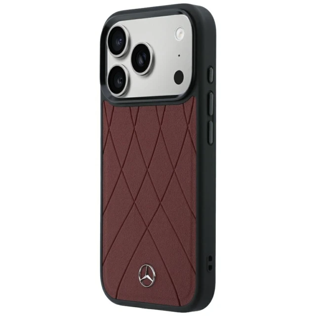 Чохол Mercedes Leather Crossed Lines для iPhone 18 Pro | 17 Pro Burgundy (MEHMP18L25PSECLR)