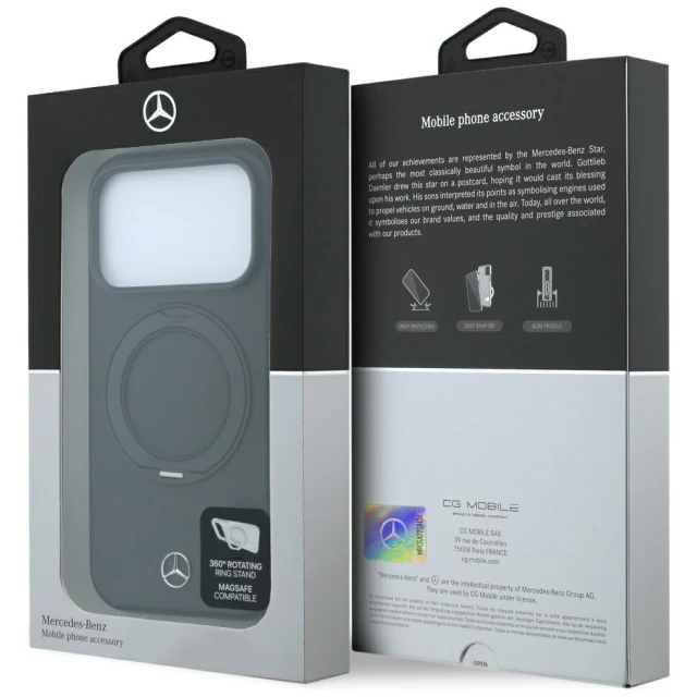 Чохол Mercedes Leather with Ring Stand для iPhone 18 Pro | 17 Pro Black (MEHMP18L25PRSMOK)