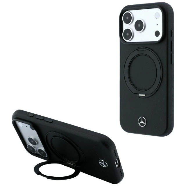 Чехол Mercedes Leather with Ring Stand для iPhone 18 Pro Max | 17 Pro Max Black (MEHMP18X25PRSMOK)