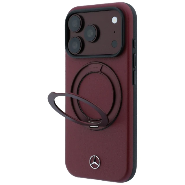 Чохол Mercedes Leather with Ring Stand для iPhone 18 Pro | 17 Pro Burgundy (MEHMP18L25PRSMOR)