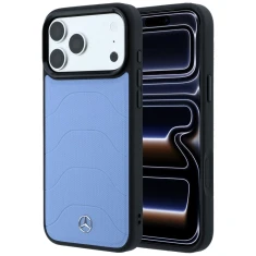 Чехол Mercedes Leather Mesh with Bow Line для iPhone 18 Pro | 17 Pro Blue (MEHMP18L25PMERCB)