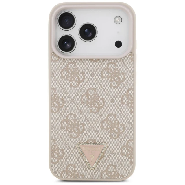 Чохол Guess Leather 4G Triangle Strass для iPhone 18 Pro | 17 Pro Pink (GUHMP18LP4TDPP)