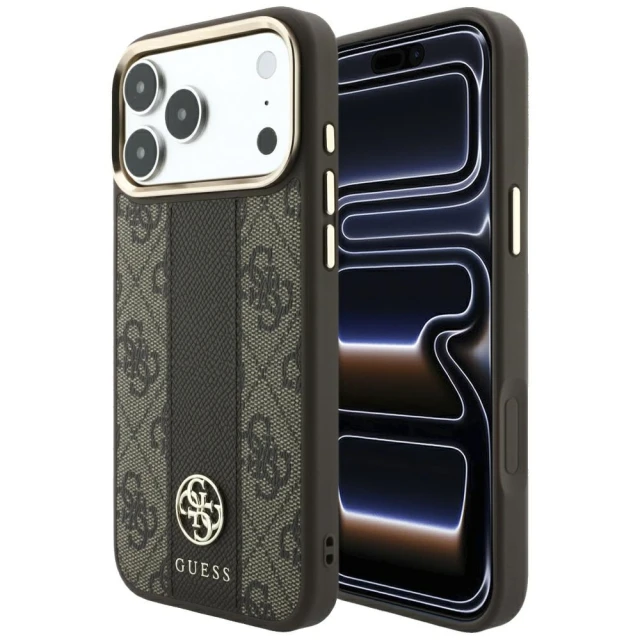 Чохол Guess 4G with Stripe Round and Classic Logos для iPhone 18 Pro | 17 Pro Brown (GUHMP18L6P4G4RCW)