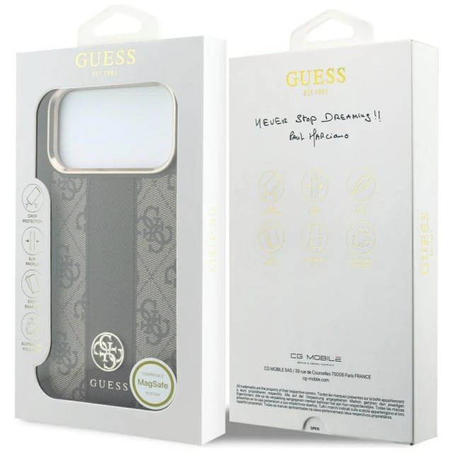 Чохол Guess 4G with Stripe Round and Classic Logos для iPhone 18 Pro | 17 Pro Brown (GUHMP18L6P4G4RCW)