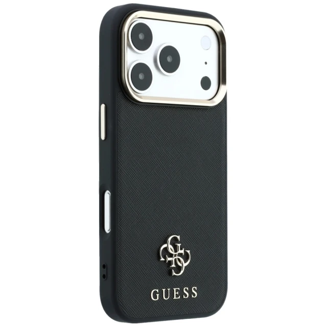 Чехол Guess Saffiano Small 4G & Classic Logo для iPhone 18 Pro | 17 Pro Black (GUHMP18L6PSA4DMK)