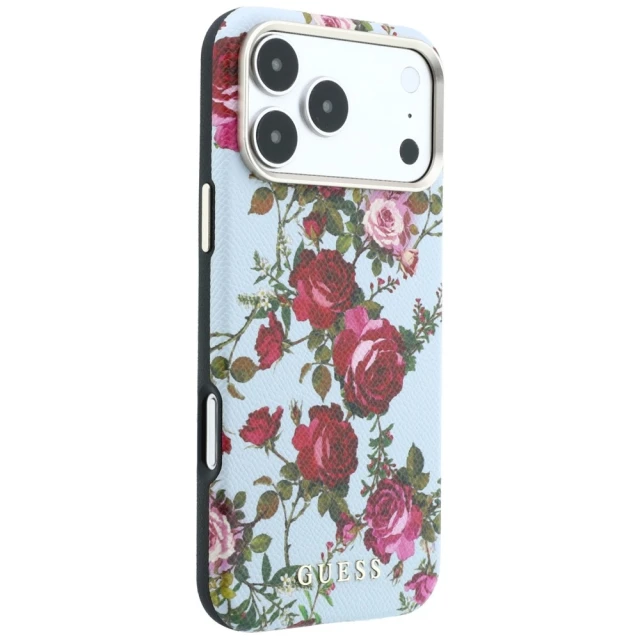 Чехол Guess Blossom Roses Print для iPhone 18 Pro | 17 Pro Blue (GUHMP18L6PWGTBEB)