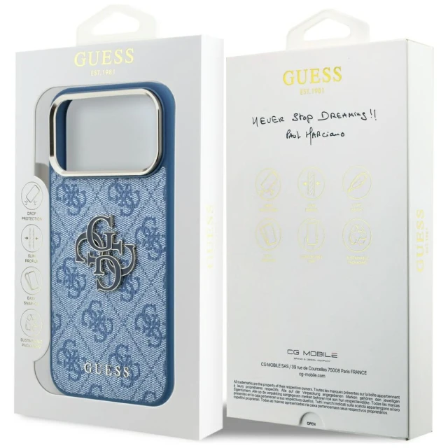 Чохол Guess 4G & Big Resin Logo для iPhone 18 Pro Max | 17 Pro Max Light Blue (GUHCP18X6P4SRMLB)