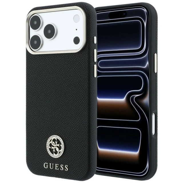 Чохол Guess Grained Round Strass Logo для iPhone 18 Pro | 17 Pro Black (GUHMP18L6PSRMDEK)