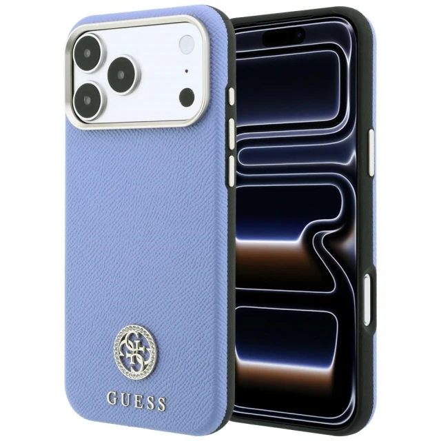 Чохол Guess Grained Round Strass Logo для iPhone 18 Pro | 17 Pro Blue (GUHMP18L6PSRMDEB)