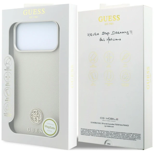 Чохол Guess Grained Round Strass Logo для iPhone 18 Pro | 17 Pro Beige (GUHMP18L6PSRMDEE)