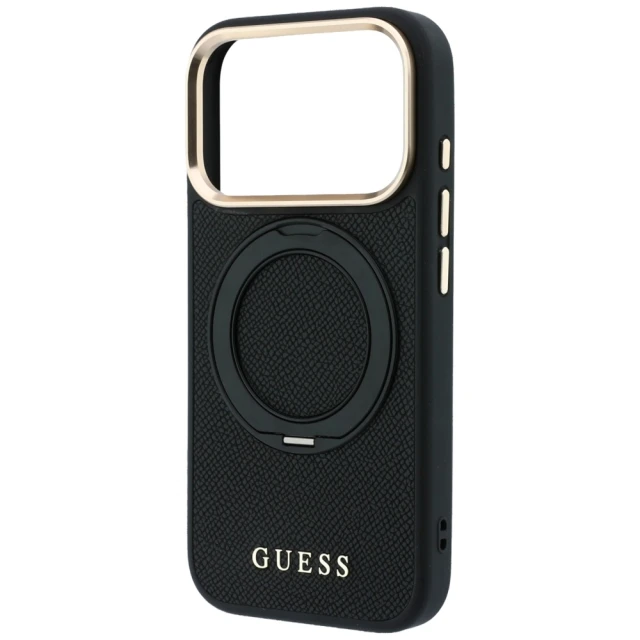 Чохол Guess Ring Stand 360 Grained Classic Logo для iPhone 18 Pro | 17 Pro Black (GUHMP18L6PSGRSCLK)