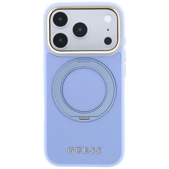 Чохол Guess Ring Stand 360 Grained Classic Logo для iPhone 18 Pro | 17 Pro Blue (GUHMP18L6PSGRSCLB)