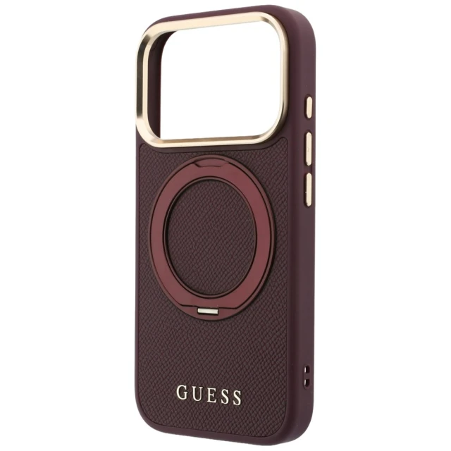 Чохол Guess Ring Stand 360 Grained Classic Logo для iPhone 18 Pro Max | 17 Pro Max Burgundy (GUHMP18X6PSGRSCLU)