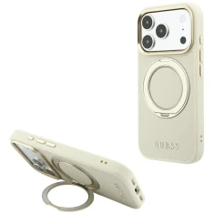 Чохол Guess Ring Stand 360 Grained Classic Logo для iPhone 18 Pro | 17 Pro Beige (GUHMP18L6PSGRSCLE)